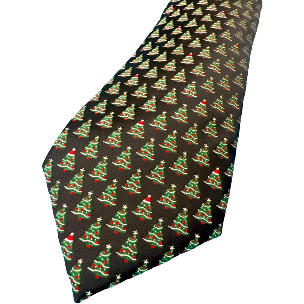 Noel Holiday Collection Christmas Tree Mens Tie with Santa Hats menswear